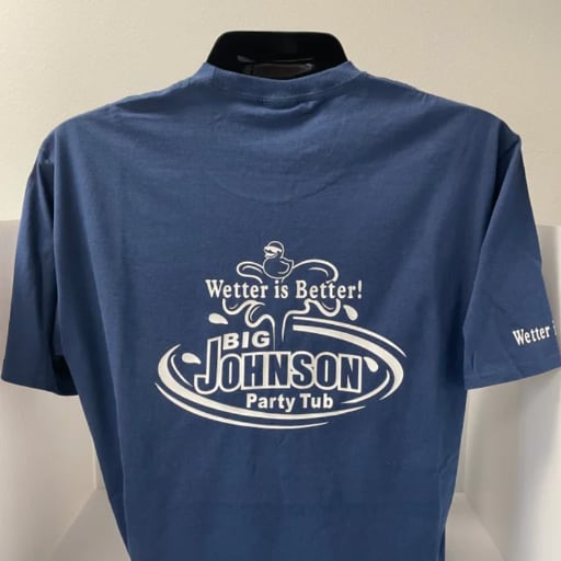 Big Johnson Party Tub logo on women's short-sleeve tee shirt